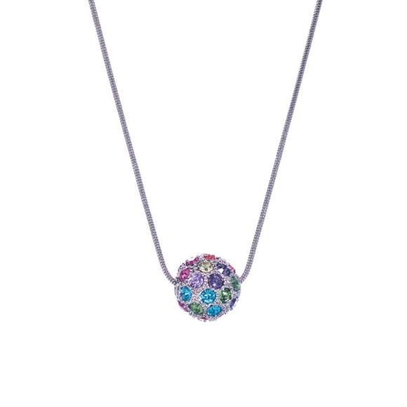 Rainbow Pavé-Set Pendant Necklace with Swarovski Crystals - Picture 2 of 2